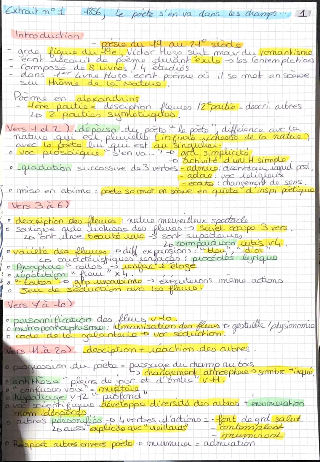 Extrait n° 1
Vers 4 et 2) dépeiso du poèto." le poète", difference ave la
nature qui est pluviallo Linfinie richesse de la nature )
le poeto