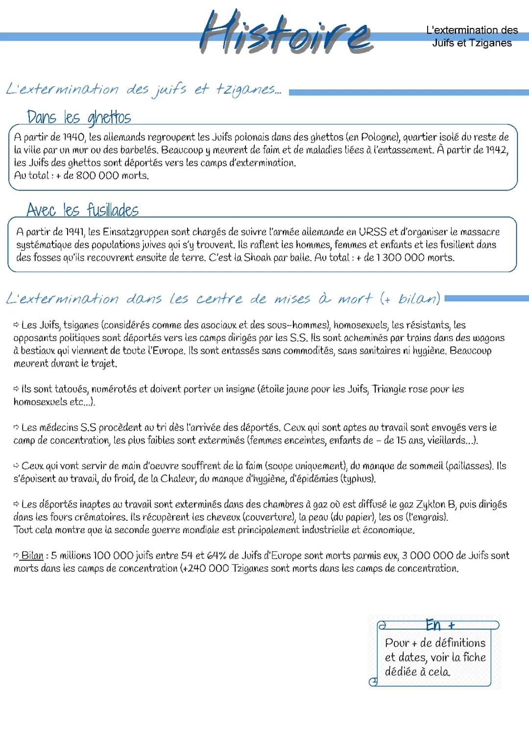 L'extermination des juifs et des tziganes