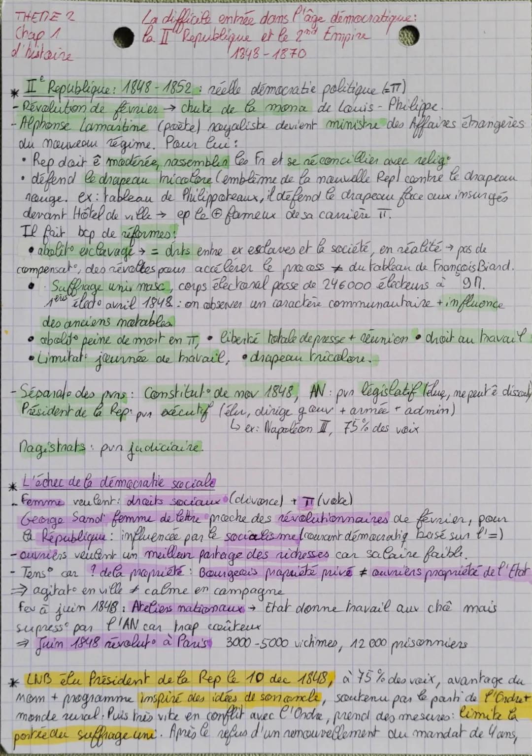 THEDE 2
Chap 1
d'histoire

La difficile entrée dans l'âge démocratique:
la II Republique et le 2nd Empire
1348-1870

* I Republique: 1848-18