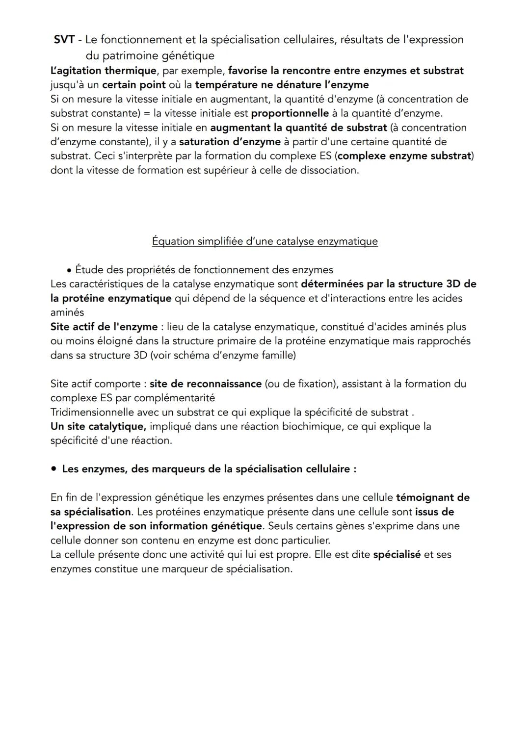 SVT - Le fonctionnement et la spécialisation cellulaires, résultats de l'expression
du patrimoine génétique
Problème de transition: Parmi le