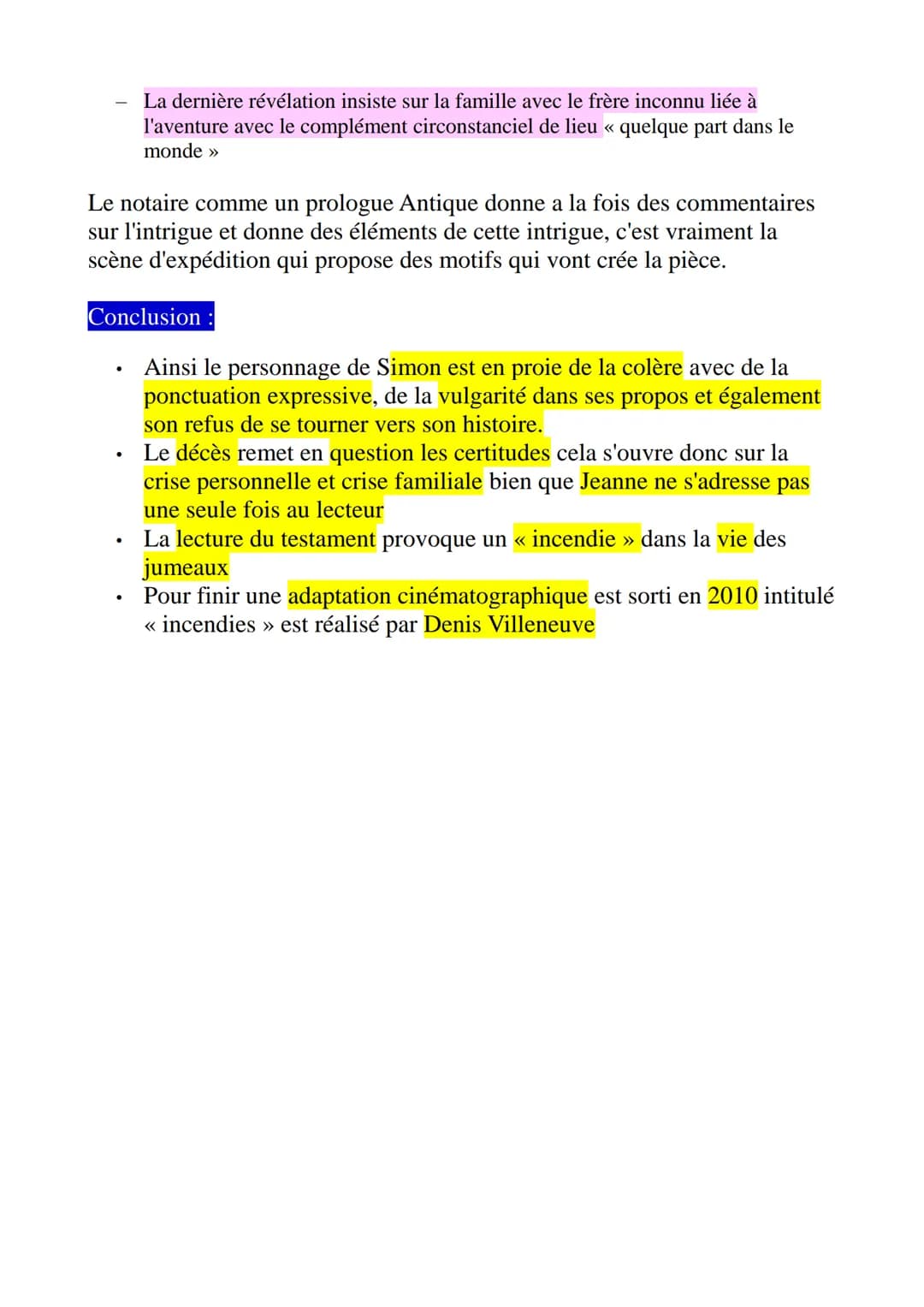 Analyse linéaire
Incendies, Wajdi Mouawad
Introduction
•
•
•
•
Incendies est une pièce de théâtre de Wajdi Mouawad paru en 2003,
c'est la 2n