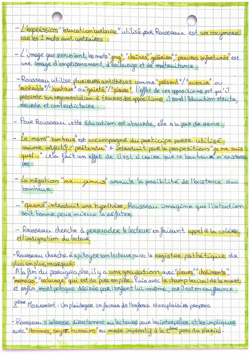 Texte 3
Etude linéaire
Jean Jacques Rousseau, Emile ou de l'éducation, Livre II 1762
Introduction:
toutes
Jean Jacques Rousseau est un précu