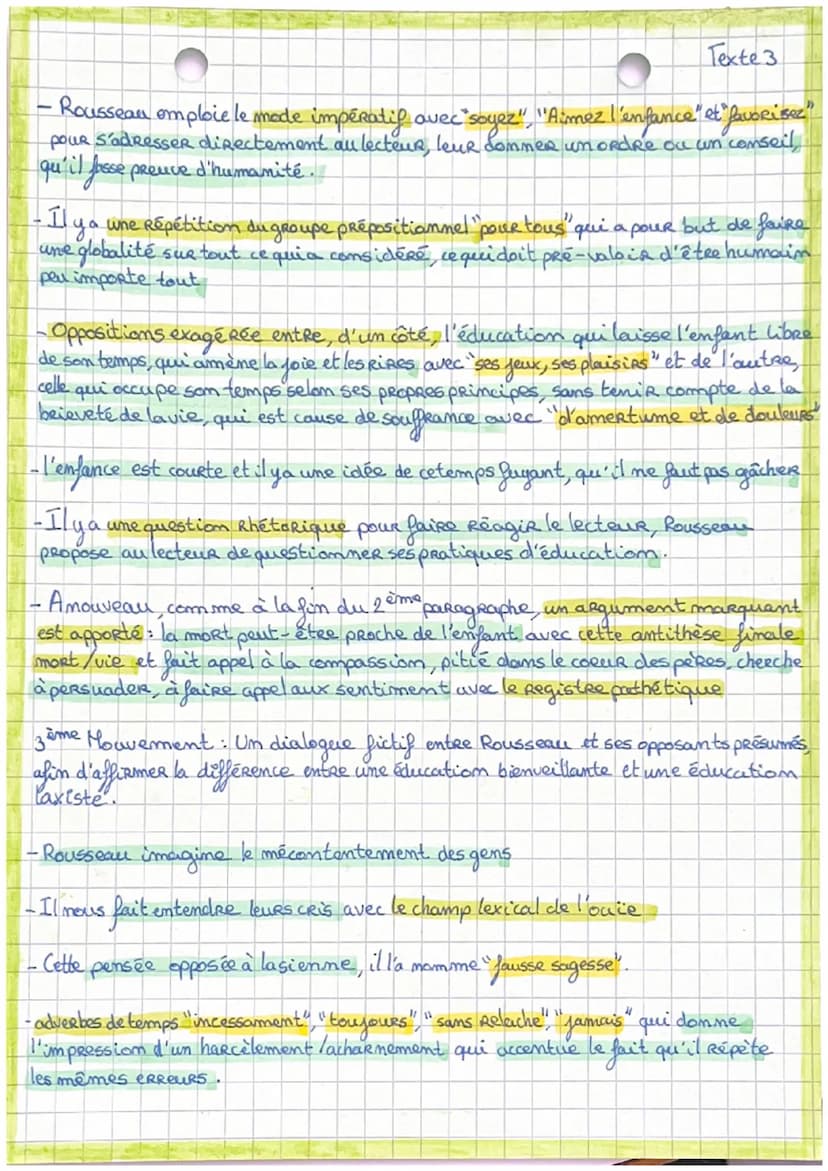 Texte 3
Etude linéaire
Jean Jacques Rousseau, Emile ou de l'éducation, Livre II 1762
Introduction:
toutes
Jean Jacques Rousseau est un précu