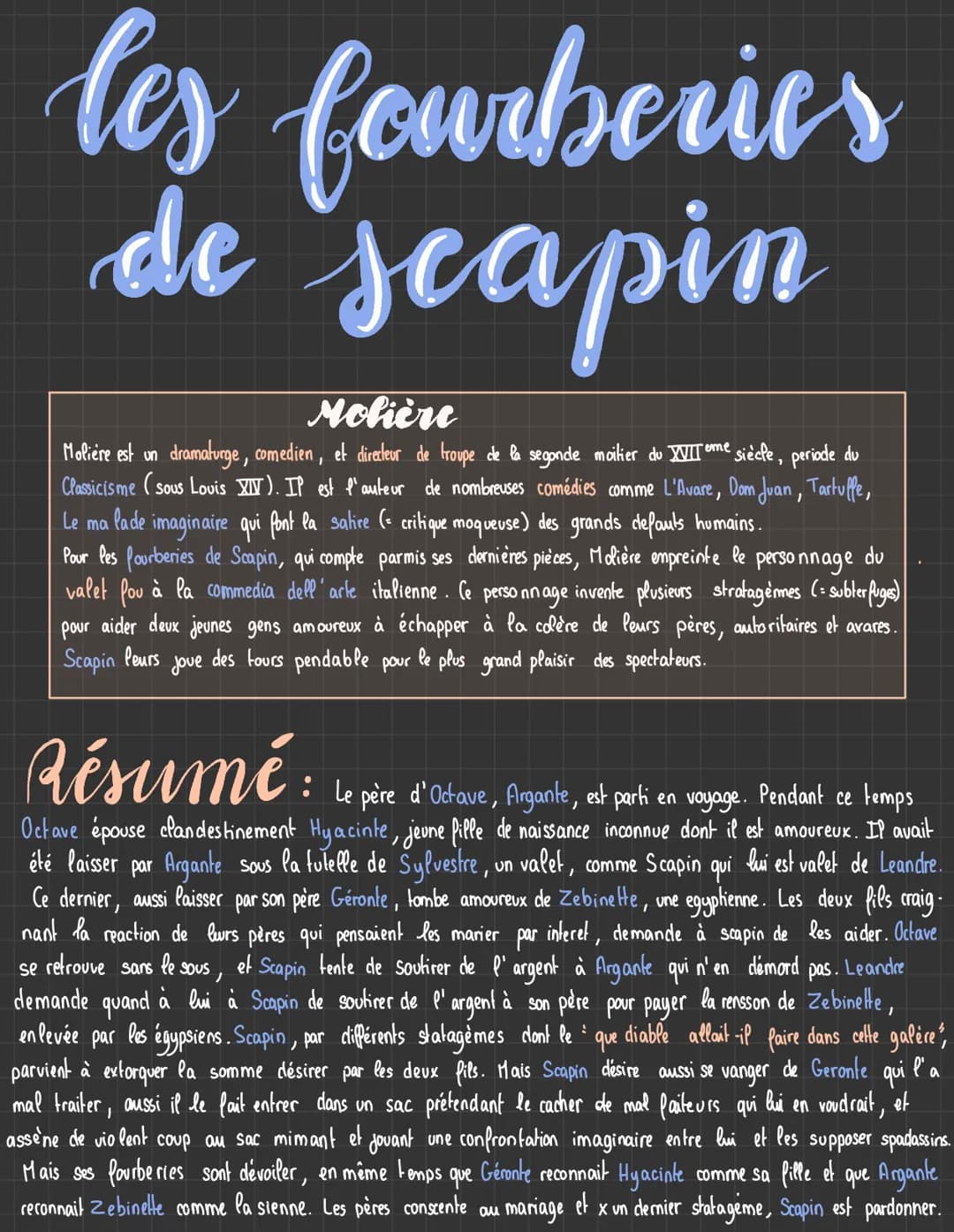 les fourberies
de scapin
Molière
Molière est un dramaturge, comedien, et directeur de troupe de la segonde moitier du XVIIeme siècle, period