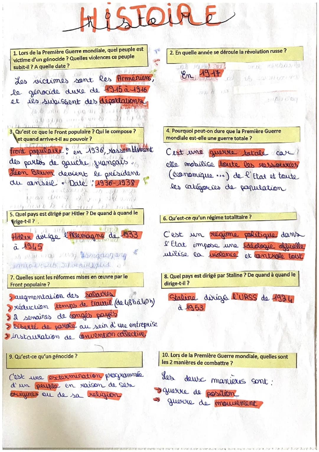 Histoire brevet 3eme 