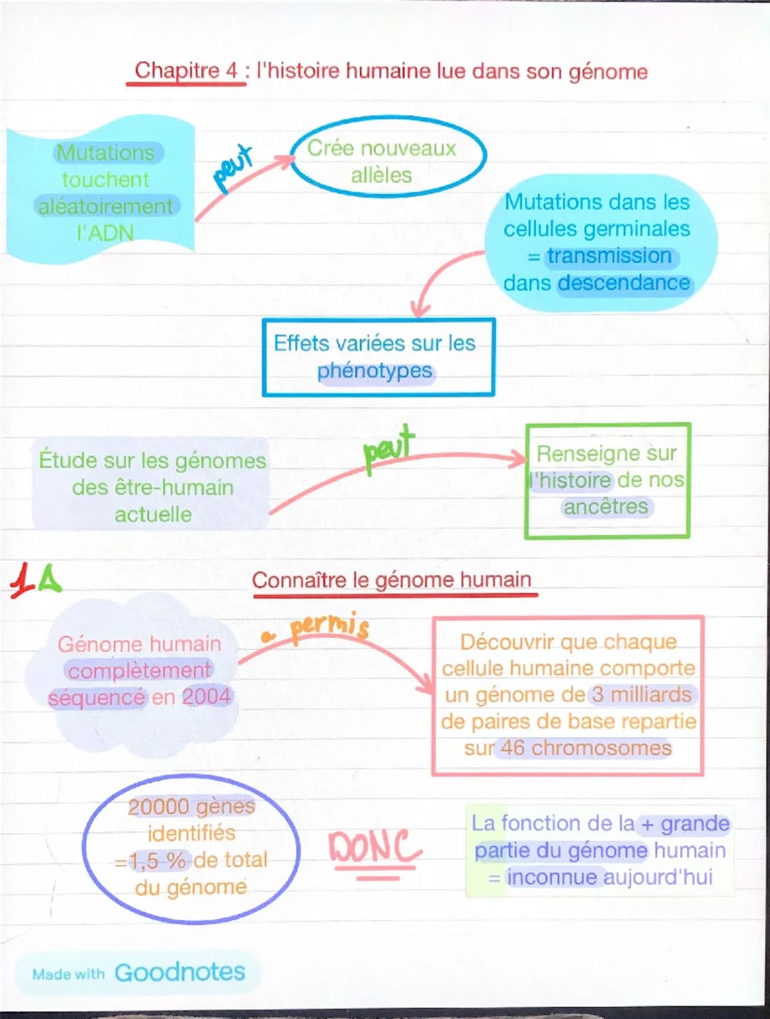 Chapitre 4: l'histoire humaine lue dans son génome
Mutations
touchent
aléatoirement
'ADN
peut
Crée nouveaux
allèles
Effets variées sur les
p
