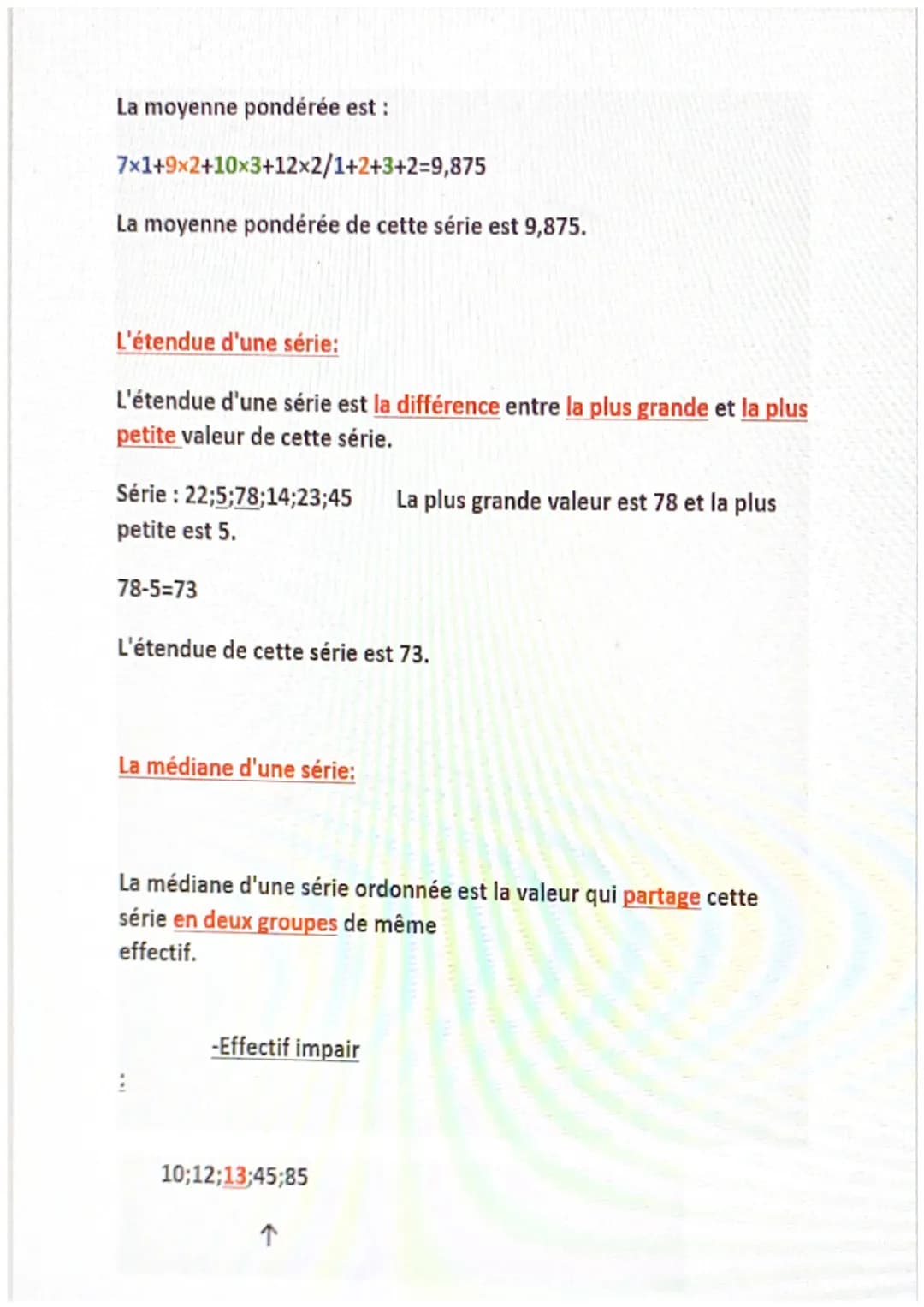 MATHS: STATISTIQUES 4EMES
Statistiques
Moyenne d'une série:
On calcule la moyenne d'une série en additionnant toutes les
valeurs puis en div