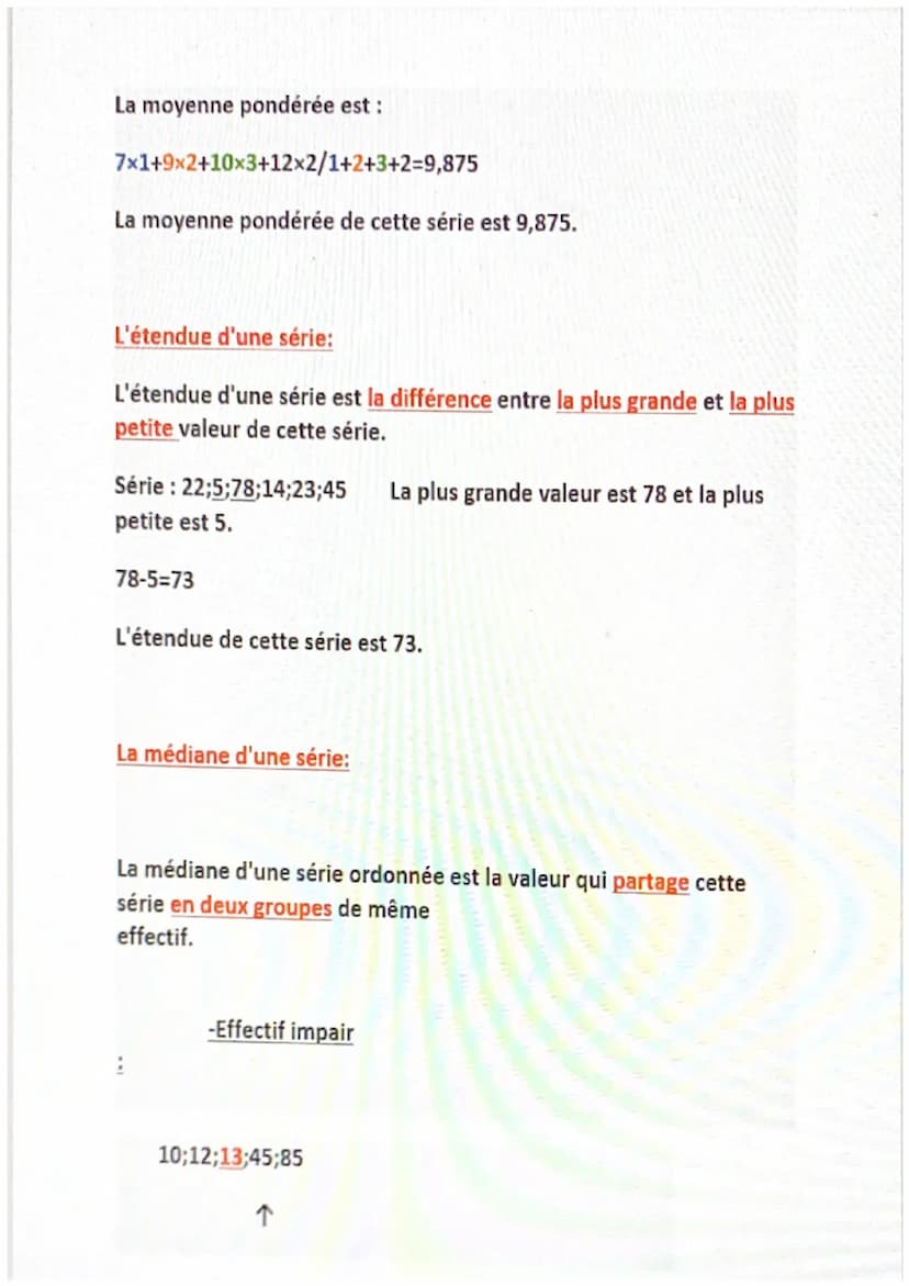 MATHS: STATISTIQUES 4EMES
Statistiques
Moyenne d'une série:
On calcule la moyenne d'une série en additionnant toutes les
valeurs puis en div