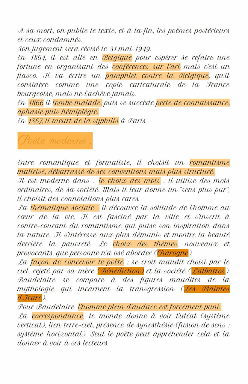 Les Fleurs du Mal
L'auteur
Né à Paris le 9 avril 1821. Son père, François Baudelaire, est un
prêtre, un peintre et un ami des philosophes de