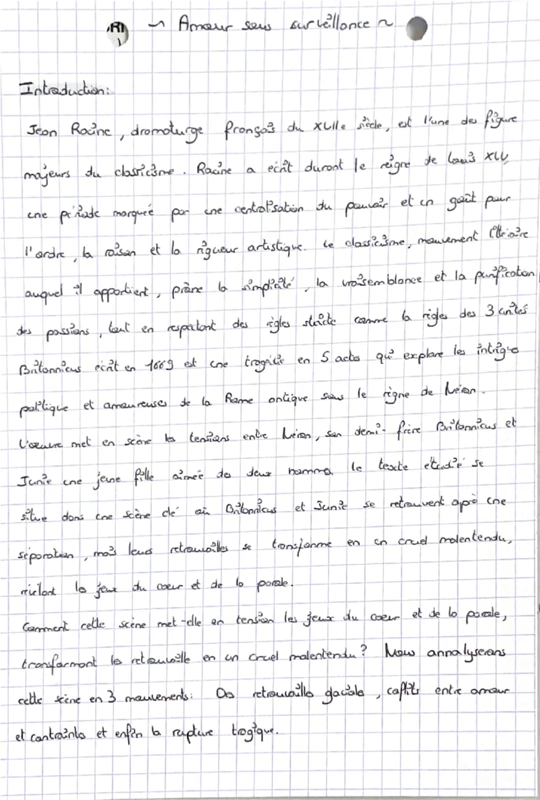 Analyse linéaire de la scène 6 de l’acte II de Britannicus, Amour sous surveillance 