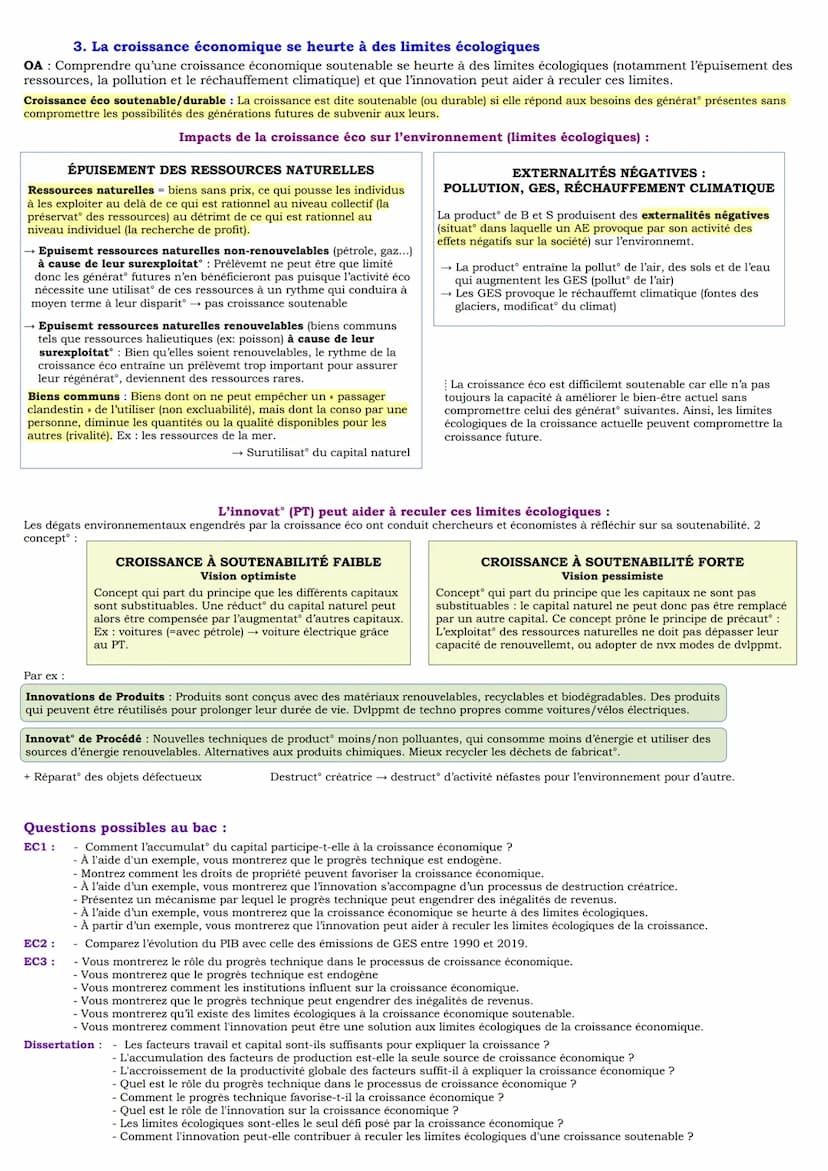 Chapitre 1: Quels sont les sources et les défis de la croissance économique ?
OA: Comprendre le processus de croissance économique et les so