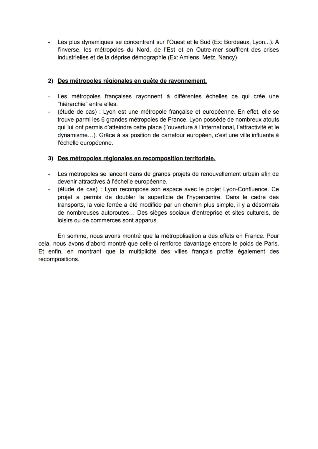 Devoir maison : Réponse à une question problématisée.
Amàlia Saraiva 1ère7
Tout comme à l'échelle mondiale, la métropolisation est un proces