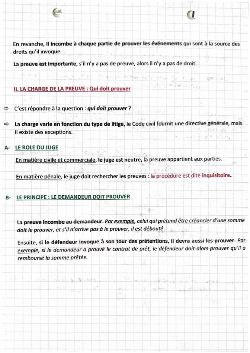 droit
chapitre 5
↑
O
O
I-L'OBJET DE LA PREUVE : Que faut-il prouver ?
C'est répondre à la question : « Que faut-il prouver ? »
Il sera néces
