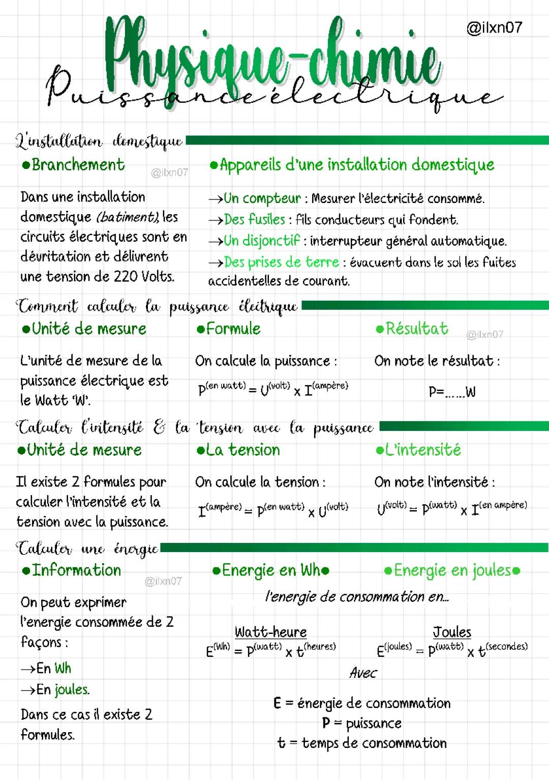 Cours et Exercices Corrigés sur la Puissance Électrique (3ème PDF)