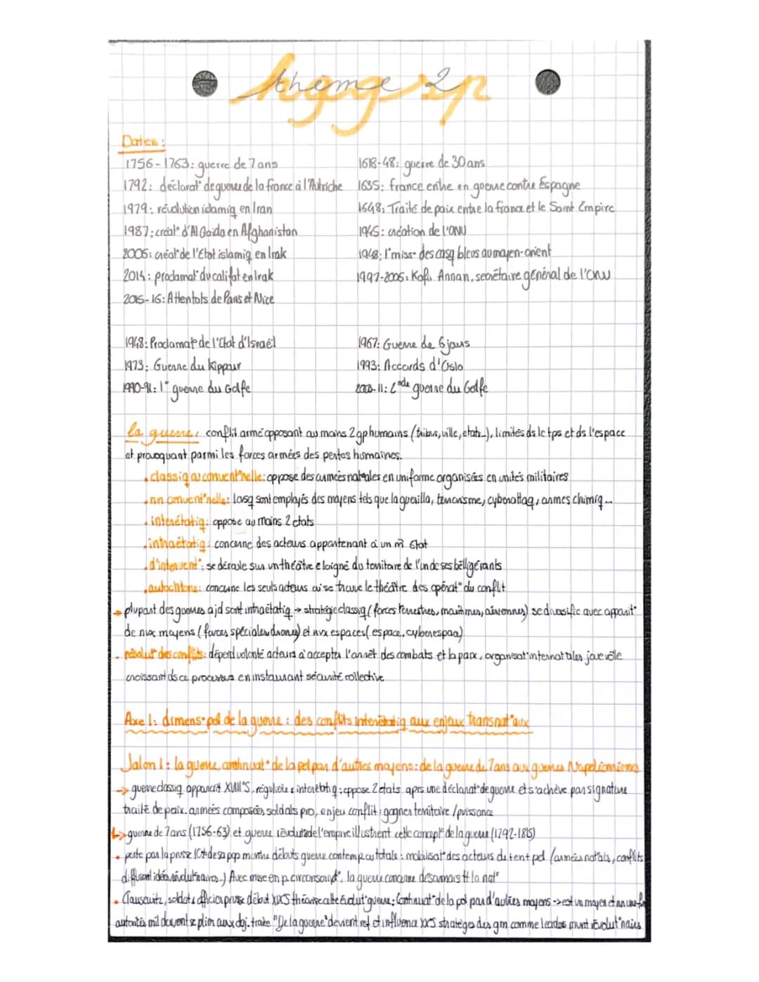Faire la guerre, Faire la paix HGGSP: Fiche de révision PDF Thème 2 Terminale