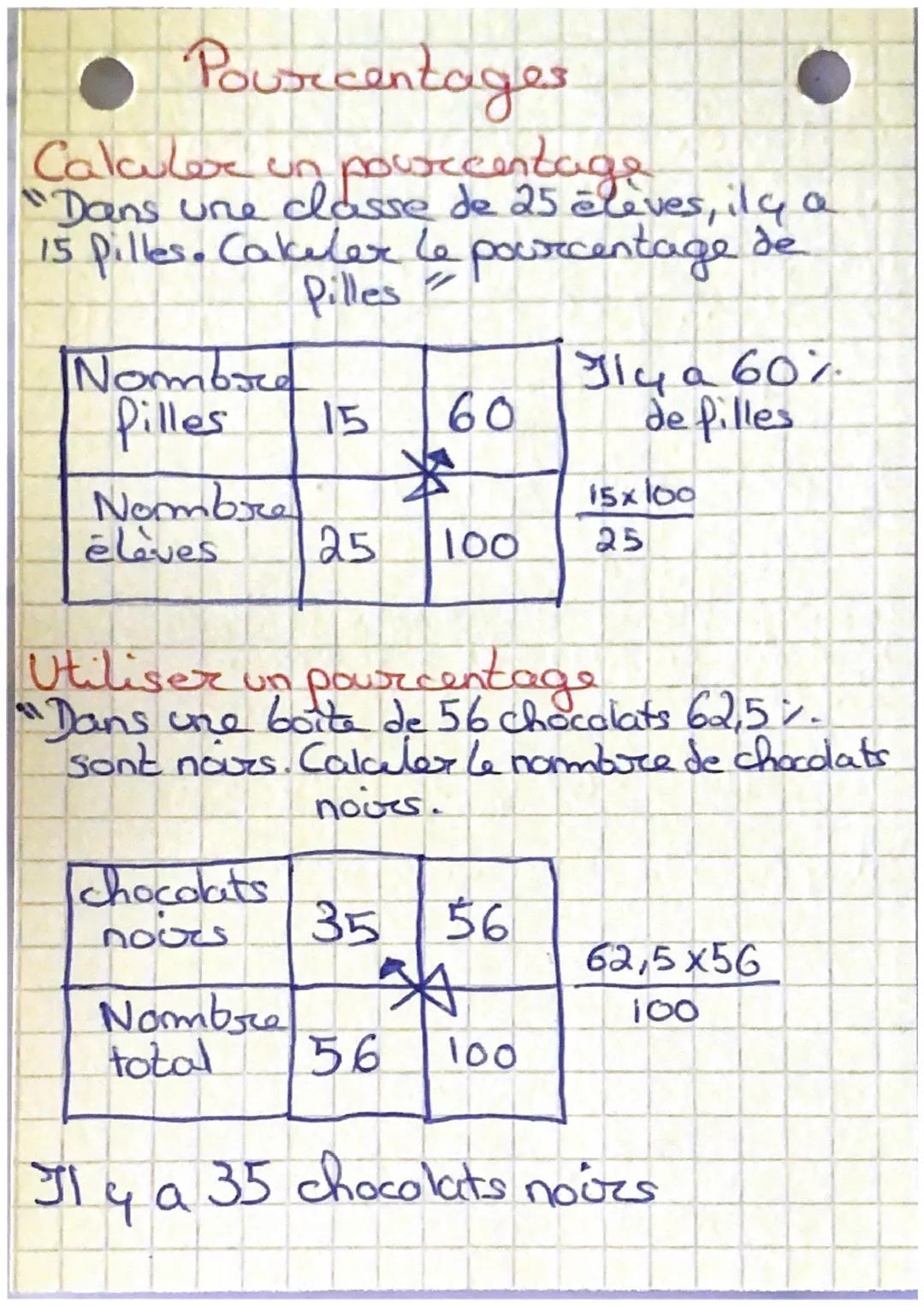Calcul de pourcentage et augmentation ou une diminution 