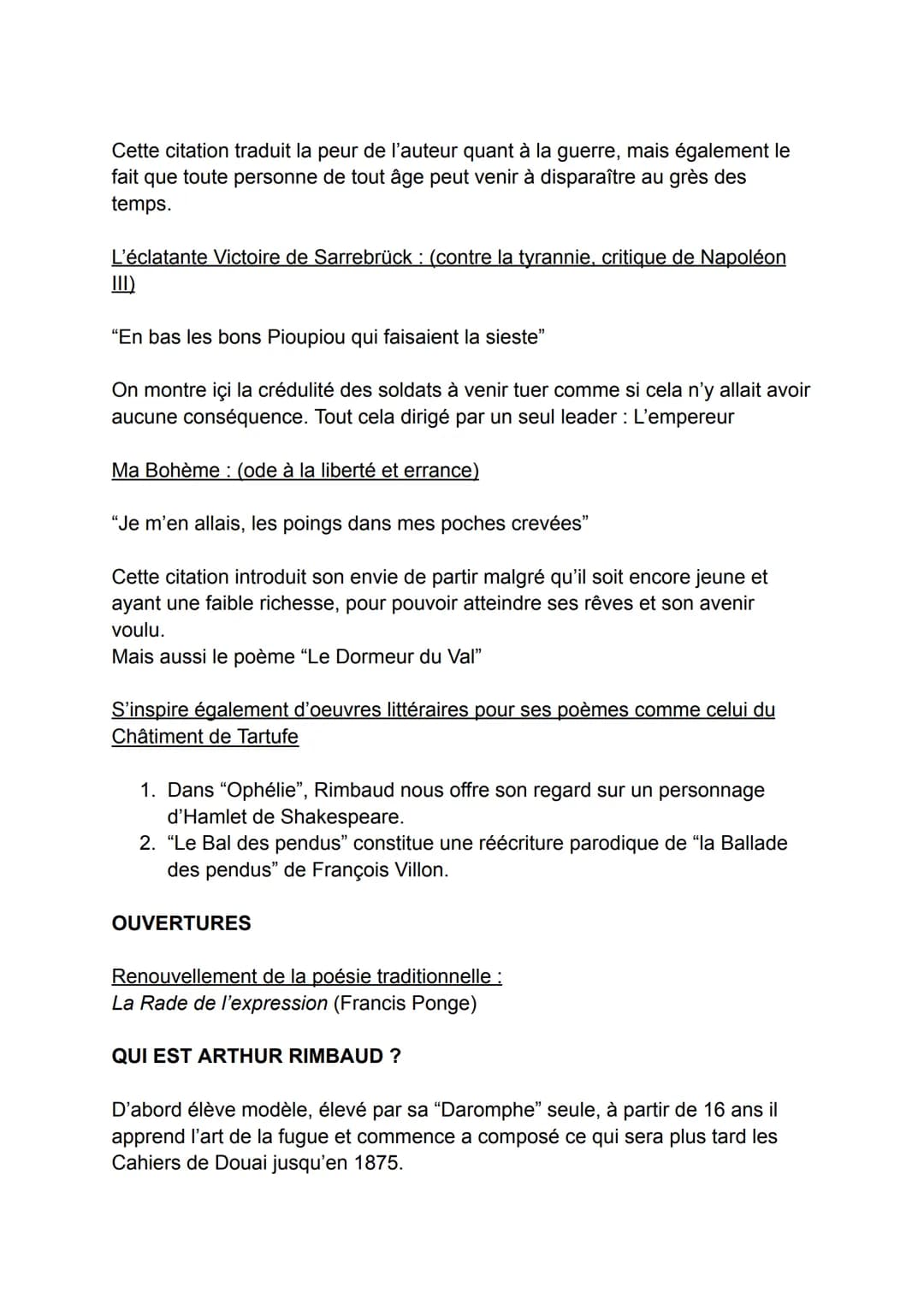 LES CAHIERS DE DOUAI publiés à titre posthume par Paul Demeny en
1893, poésie, mouvement du symbolisme.
LES CITATIONS DANS L'ORDRE ET LEUR T