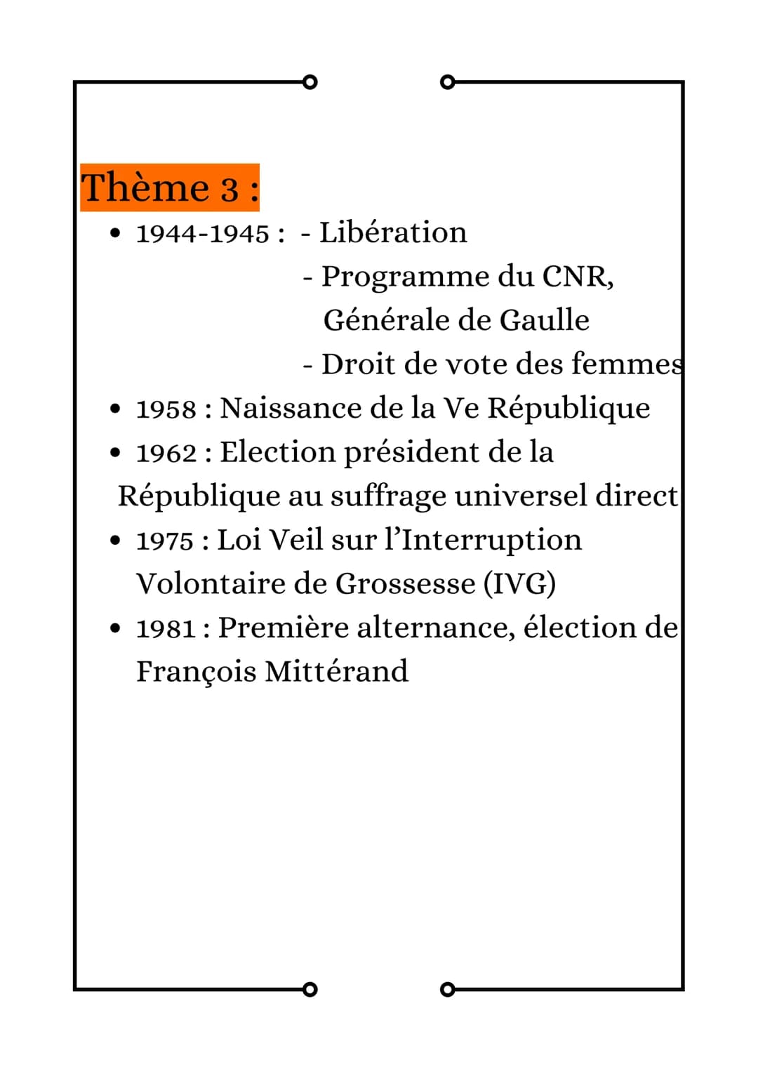 Repères chronologiques :
Thème 1:
• 1914-1918 : Grande Guerre
• 11 novembre 1918: Armistice
• 1917: Révolution Russe
• 1933-1945: Allemagne 