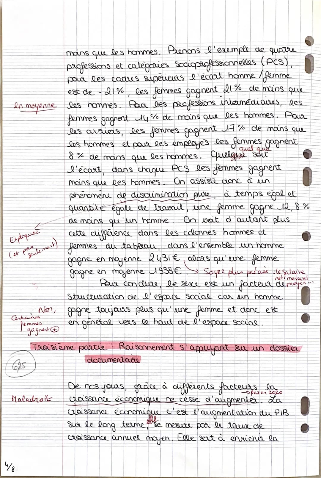 moins que
les hommes. Puenons I'exemple de quatre
professions et categories socioprofessionnelles (PCS),
pour les cadres supérieurs I'écart 