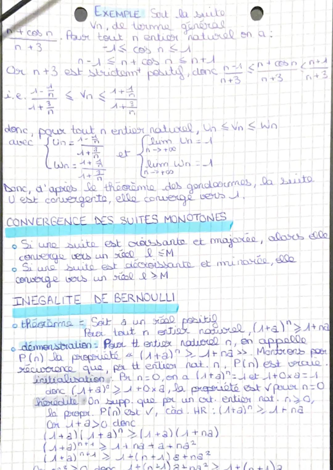 # MATHS

THEOREME DE COMPARAISON

LIMITES ET
COMPARAISON

Toute suite convergente est bornée
A réciproque fausse $\rightarrow$ (-1)^ prend t