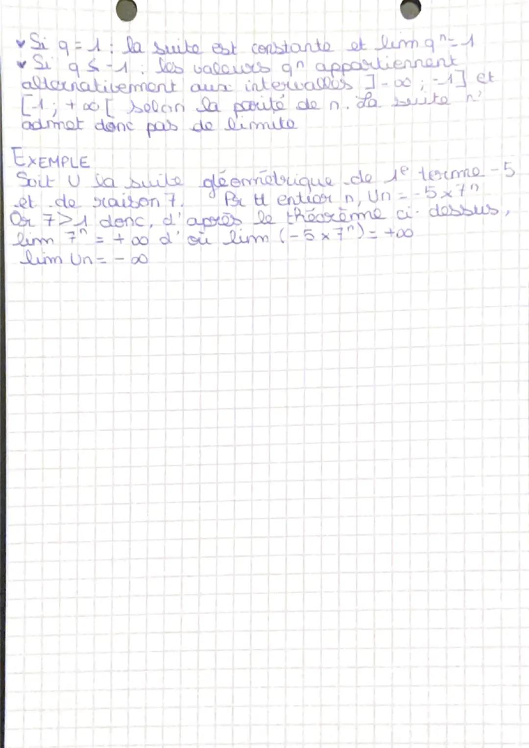 # MATHS

THEOREME DE COMPARAISON

LIMITES ET
COMPARAISON

Toute suite convergente est bornée
A réciproque fausse $\rightarrow$ (-1)^ prend t