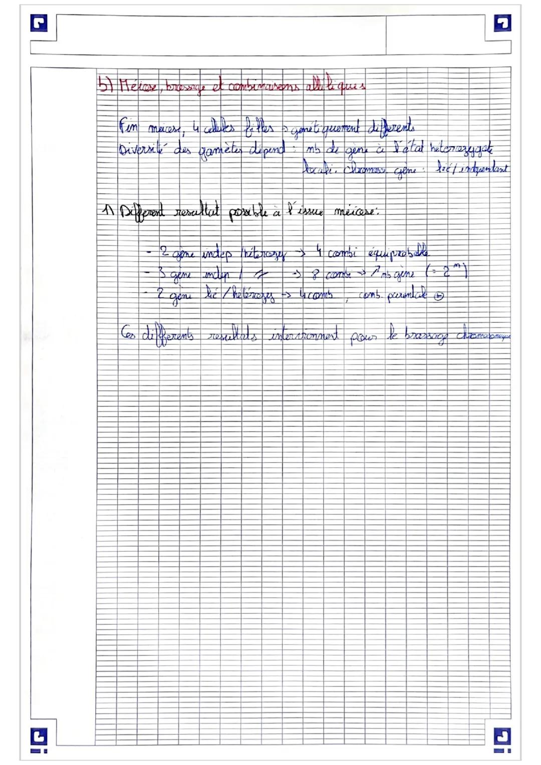 Acident's génétiques meiose participent à la discsification
gename
du
Gessing
cover
A
B
imegal.
.a
b
=> 2 chromosomes homologues qui sont ap