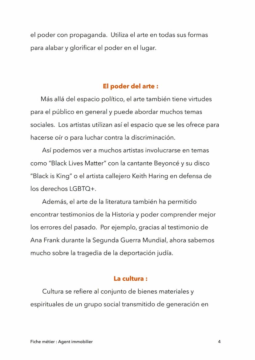 Español
Arte y poder
Fiche métier : Agent immobilier
@paolably
knowunity
1 ●
●
●
●
●
●
●
●
●
Vocabulario :
L'Art: El Arte
La peinture : La p