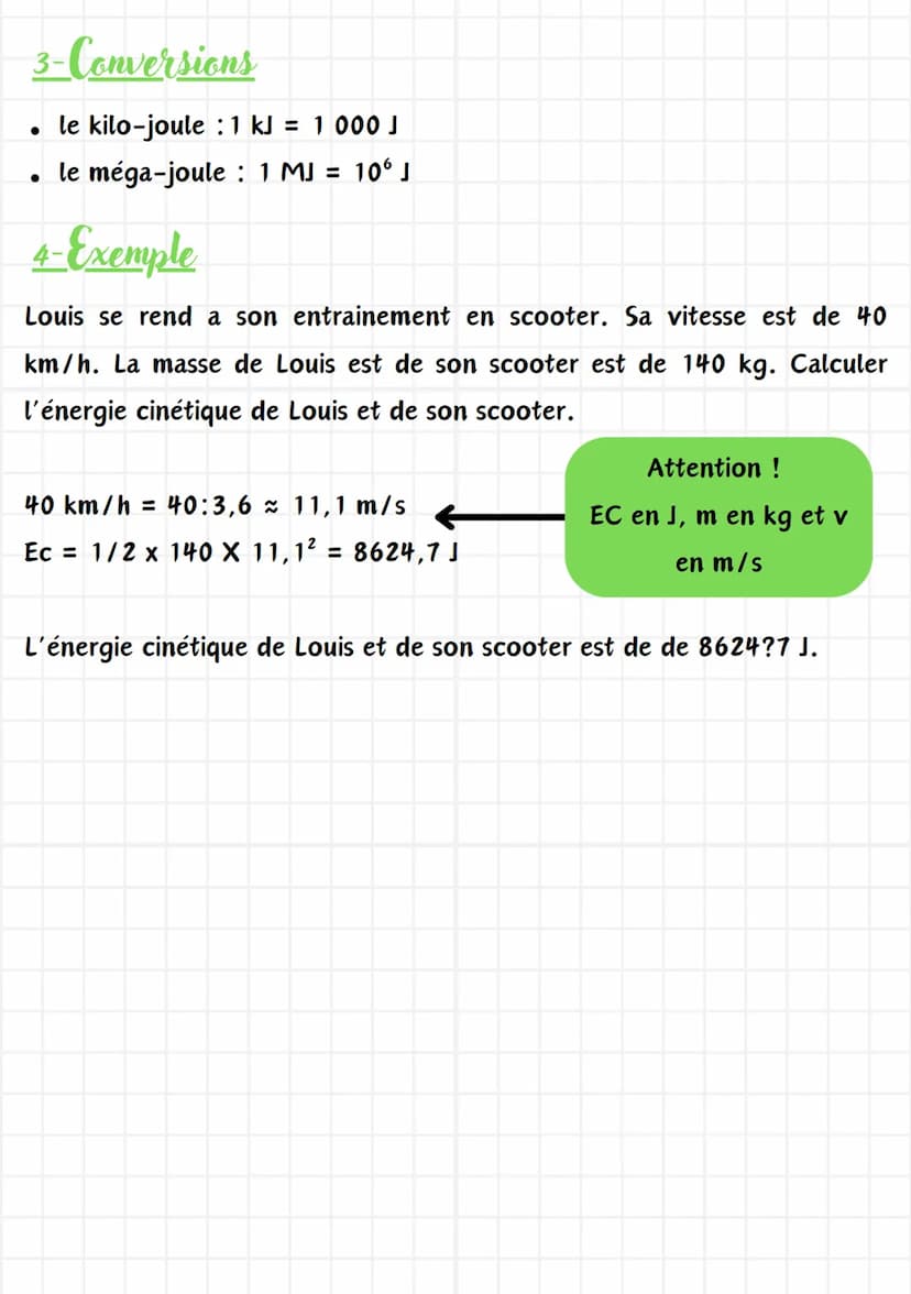 1- Les différentes énergies
L'énergie potentielle (Ep) est liée à l'altitude(quand l'altitude
augmente, Ep augmente).
Quand l'altitude dimin