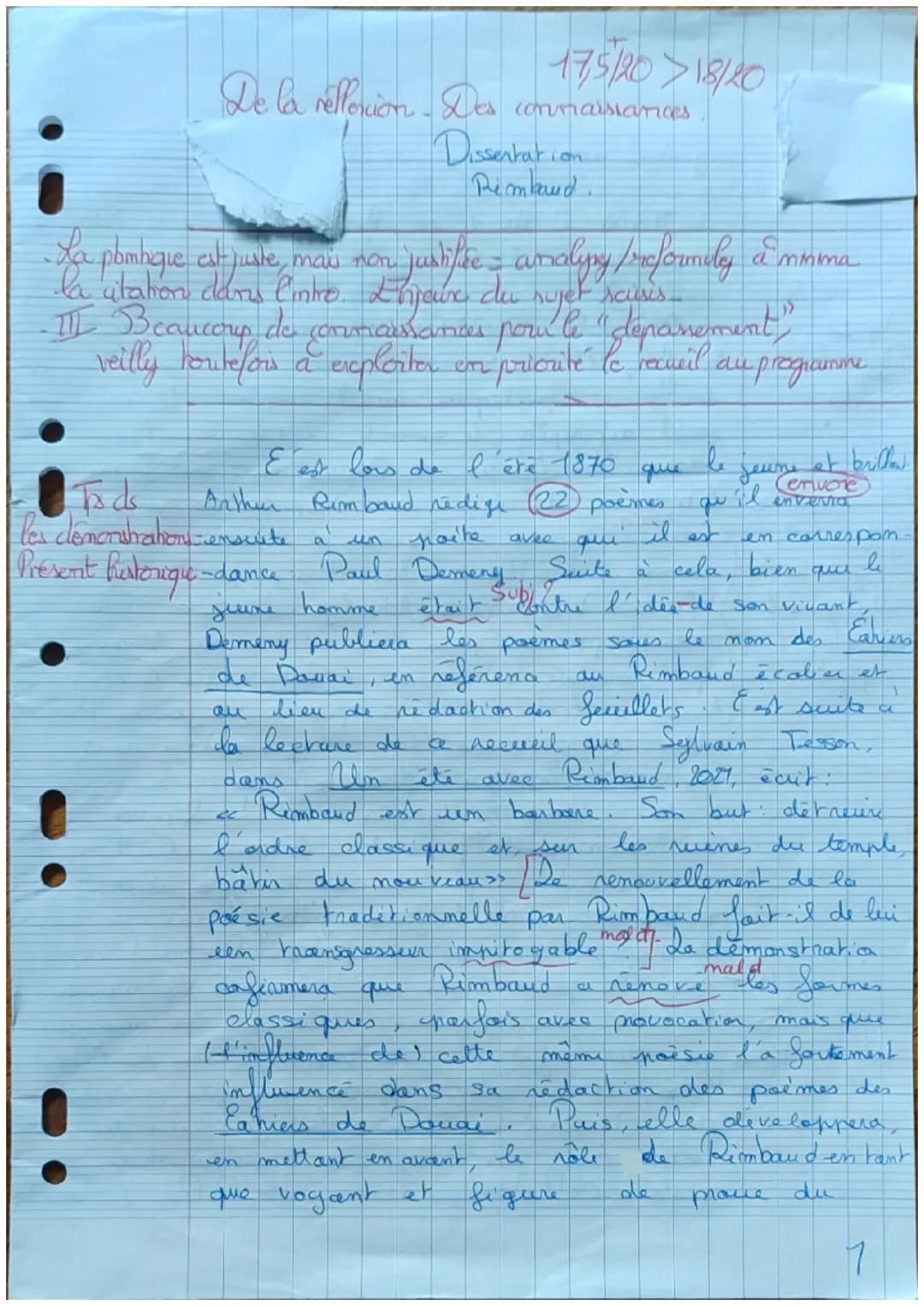 175/2018/20
De la reflexion. Des connaissances
Dissertation
Rimbaud
•La phimhique at juste, mas non justifie - andling/reformidley
la citati