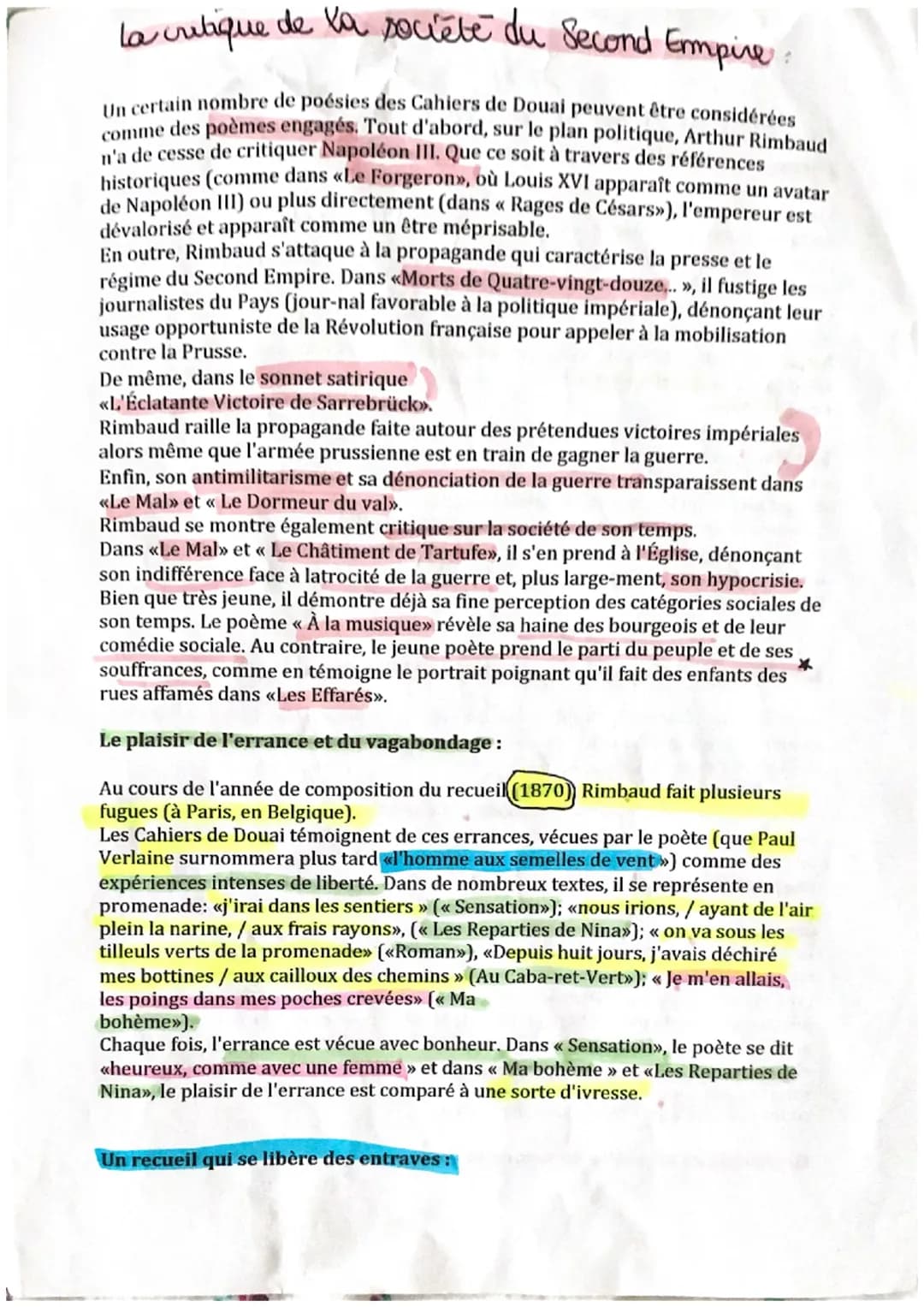 U
un adolescent en révolte :
une triple révolte :
⚫ contre les classes sociales dominantes
REVISIONS
DISSERTATION
RIMBAUD.
⚫
contre le secon