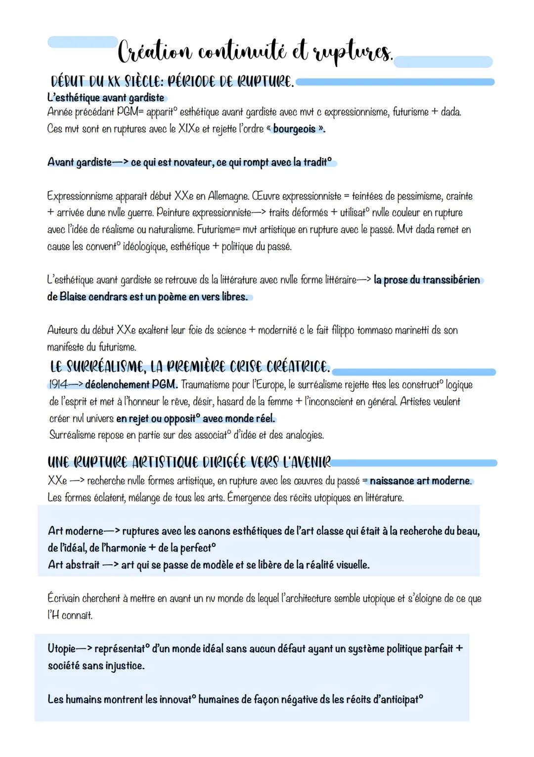 Histoire du roman et du théâtre d'avant-garde