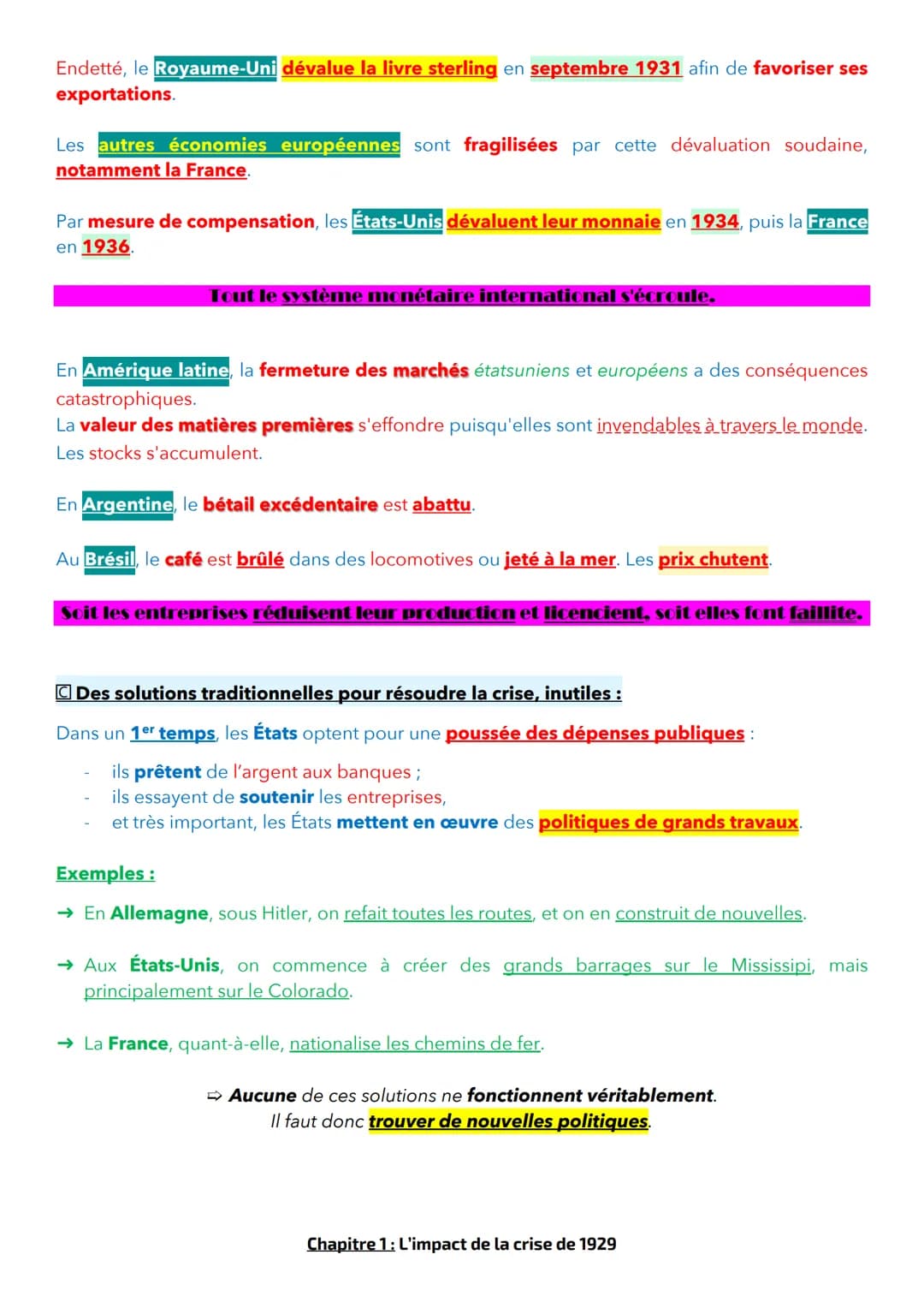 THÈME 1 - DES ANNÉES 1920 À 1945
Chapitre 1: L'impact de la crise de 1929
Le début de ces années 1920 correspond à un essai de stabilisation