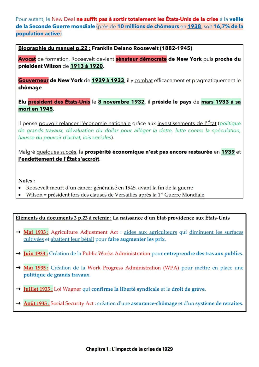 THÈME 1 - DES ANNÉES 1920 À 1945
Chapitre 1: L'impact de la crise de 1929
Le début de ces années 1920 correspond à un essai de stabilisation