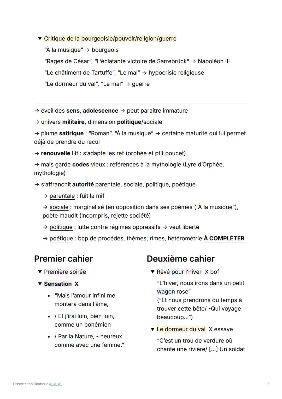 Dissertation Rimbaud
18/20 btw au bac blanc, délicieux
Cahiers de Douai, 1870, Arthur Rimbaud :
Thèmes abordés:
▼ Nature
"Sensation" (dimens