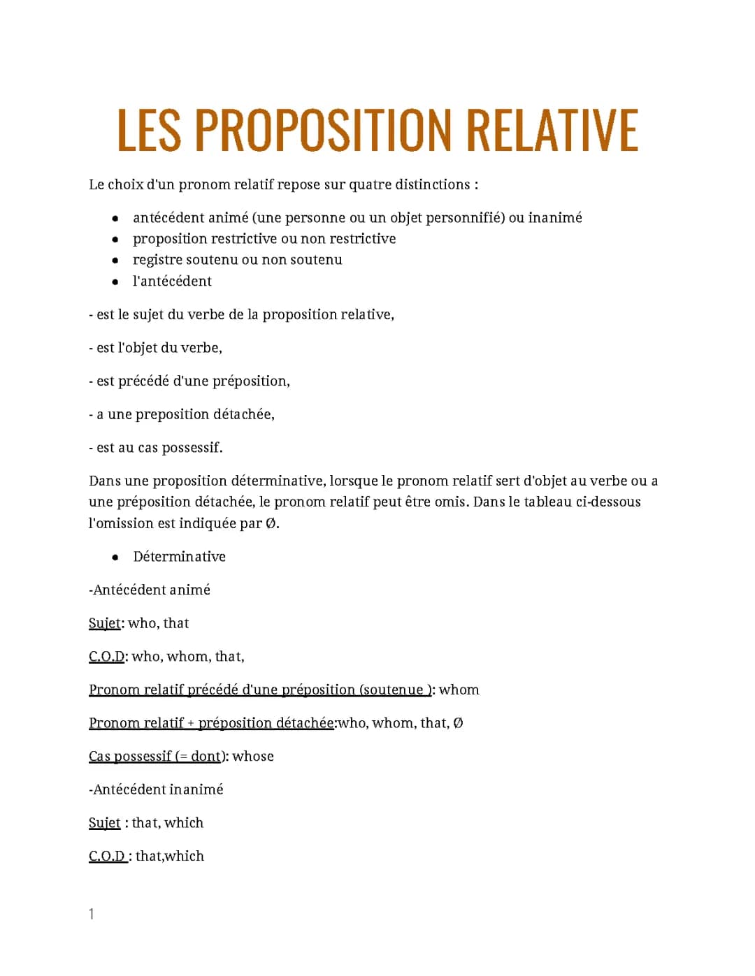 Les propositions relatives en Anglais 