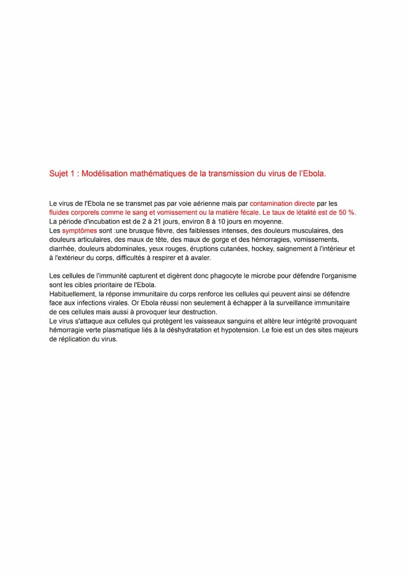 Grand oral: Comment la vaccination contre Ebola permet-elle à notre corps de lutter
contre le virus?
Passionnée du corps humain et de la san