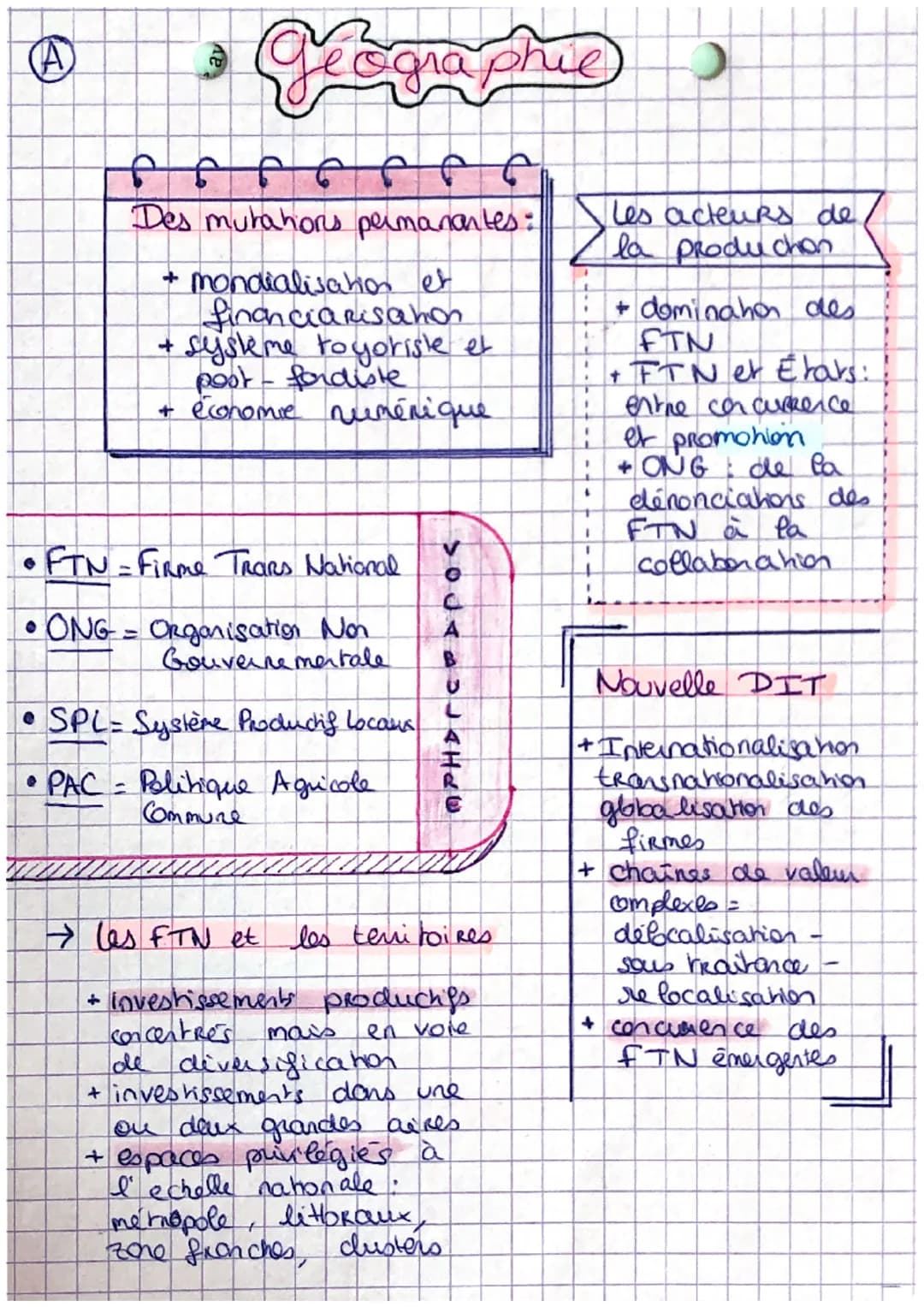 (A)
2
geographie
Des mutahors permanentes:
+ mondialisation et
financiarisation
+ système toyoriste et
poot-fordiste
+ économie numérique
•F