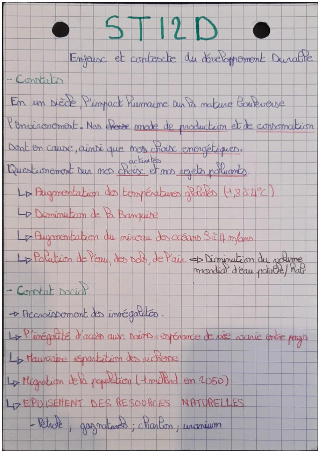 ST12D

Engeuse et contexte du développement Durable

- Constatis

En un siède, P'impact humaime Dun Pa mature bouleverse
P'environement. Nos