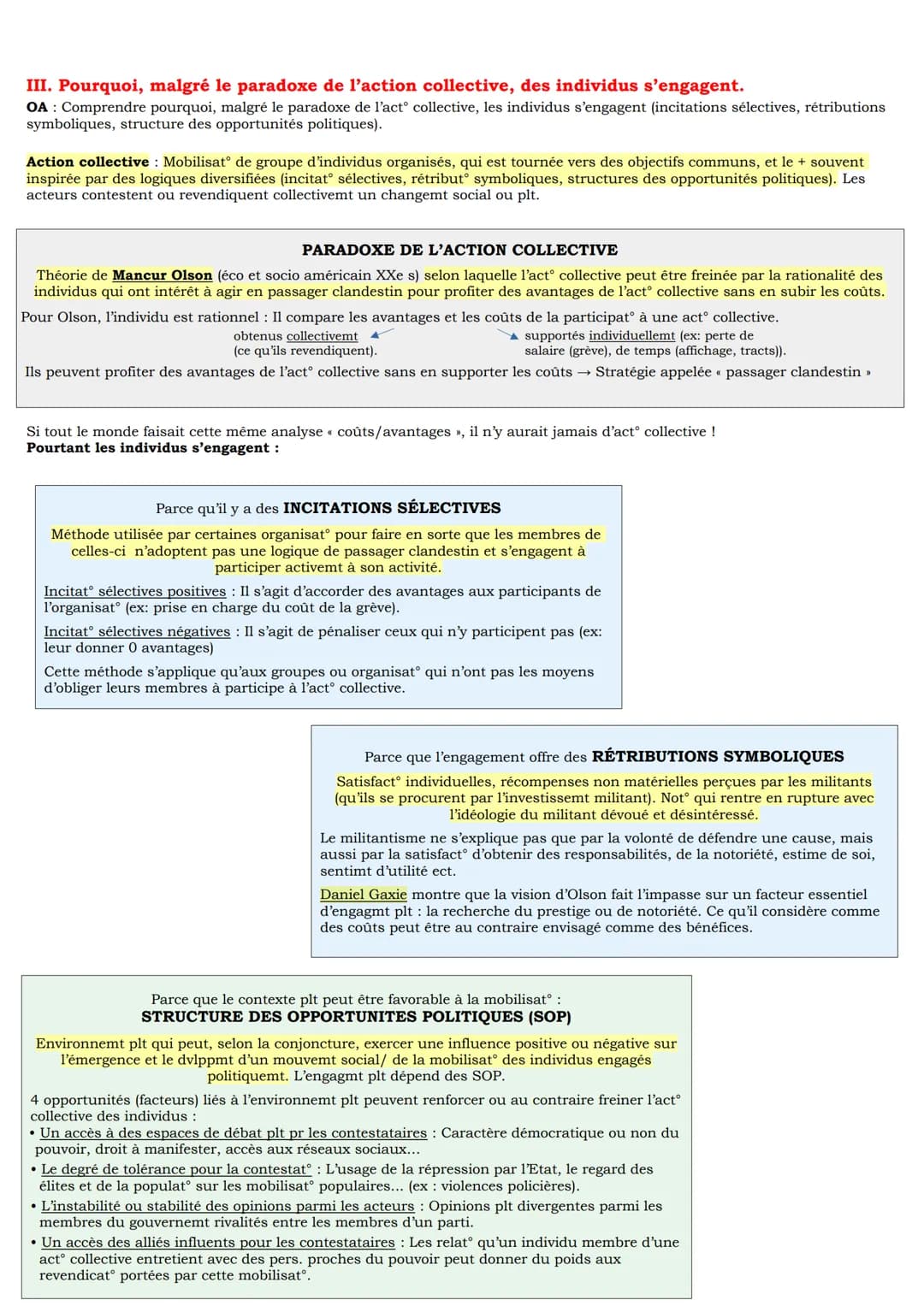 Chapitre 8: Comment expliquer l'engagemnt politique dans les sociétés démocratiques ?
I. L'engagement politique prend des formes variées
OA 