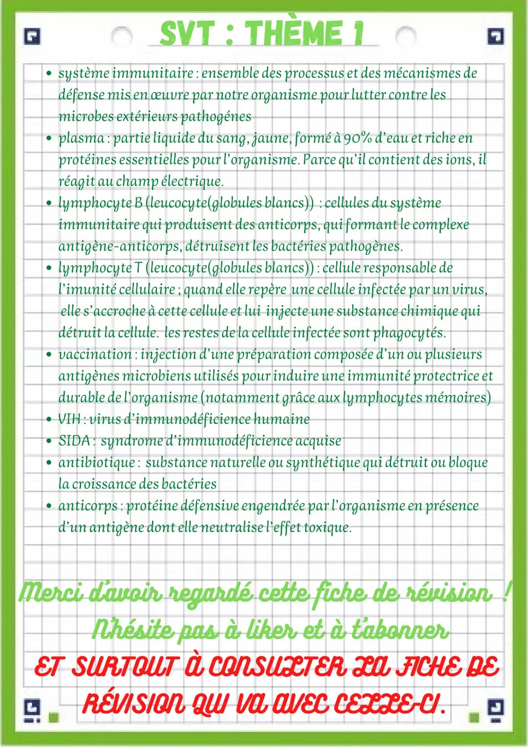 G
●
pathogène: qui provoques des maladies
• muqueuse: mince couche de tissu qui tapissent les cavités du corps qui
sont en continuité avec l