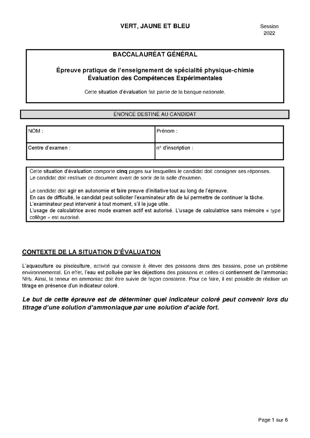 ECE Physique-Chimie 2024 Corrigé et Indicateurs Colorés