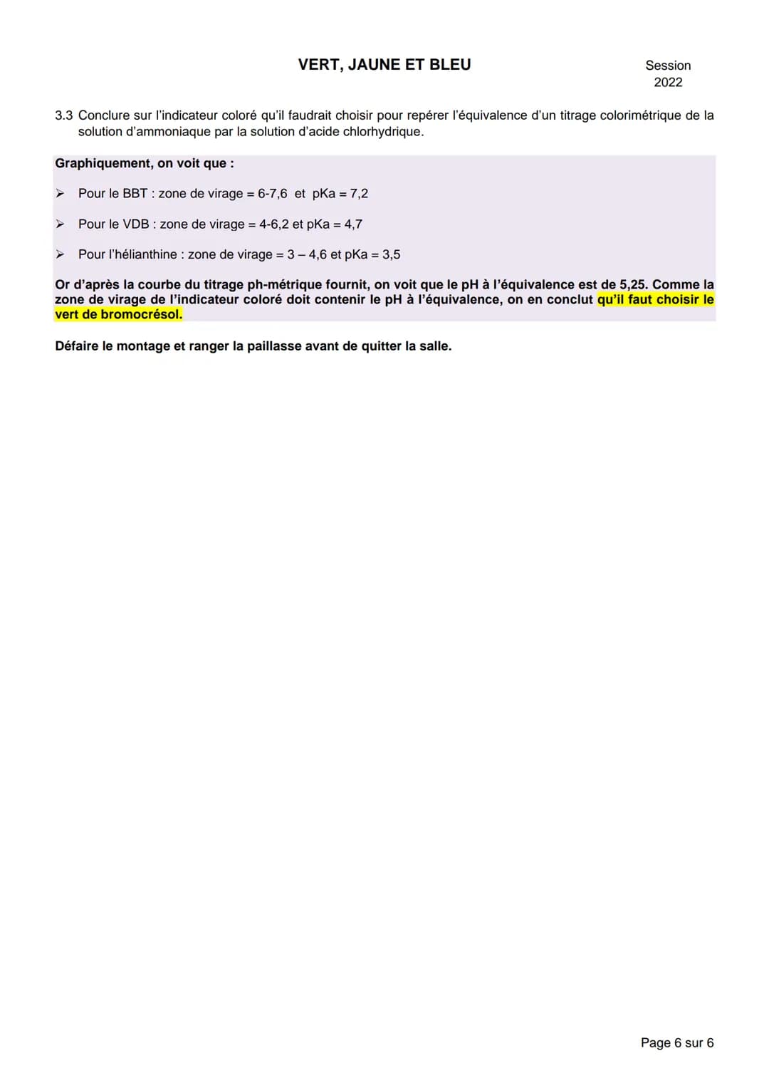 NOM :
VERT, JAUNE ET BLEU
BACCALAURÉAT GÉNÉRAL
Épreuve pratique de l'enseignement de spécialité physique-chimie
Évaluation des Compétences E