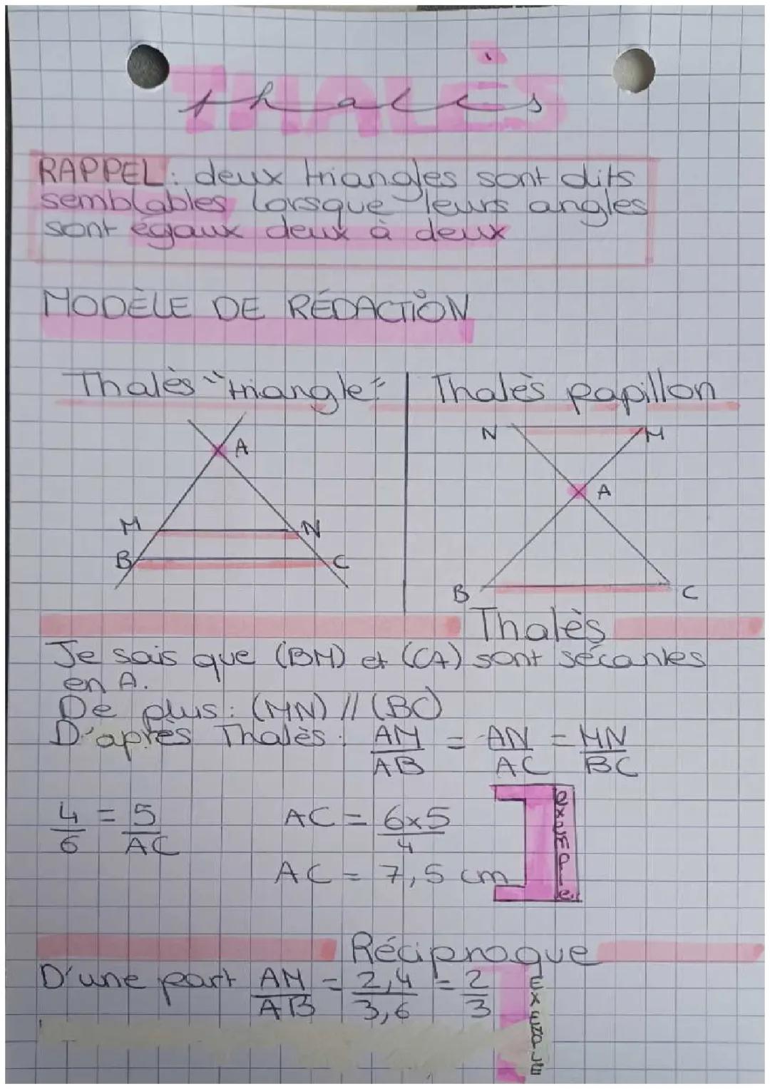 Comprendre le théorème de Thalès : Calculer des triangles et des angles