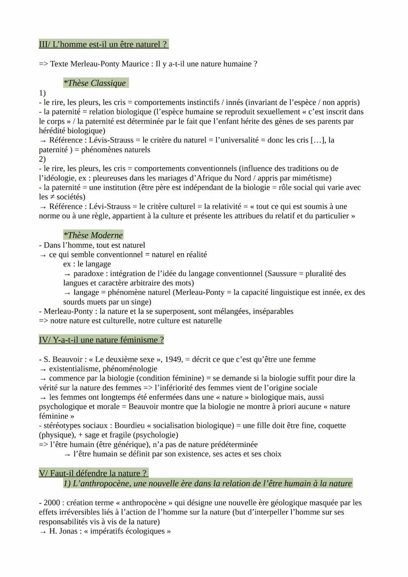 LA NATURE
Définitions :
#sens :
1) écosystèmes (faune et flore, l'environnement)
2) nature (qui n'a pas été transformé par l'homme) ‡ artifi