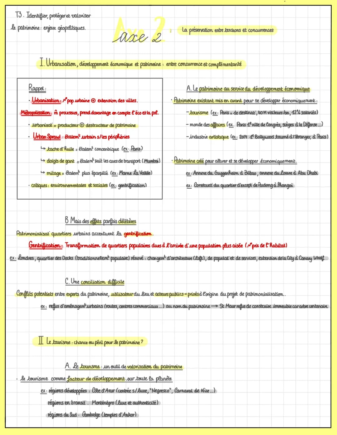 T3. Identifier, protéger et valoriser
le patrimoine: enjeux géopolitiques.
Patrimoine: Ensemble des biens et pratiques représentatifs de l'h