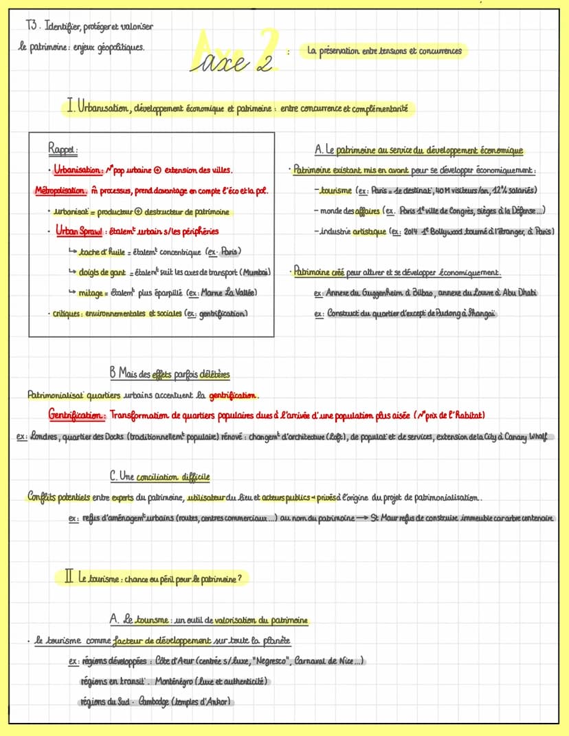 T3. Identifier, protéger et valoriser
le patrimoine: enjeux géopolitiques.
Patrimoine: Ensemble des biens et pratiques représentatifs de l'h