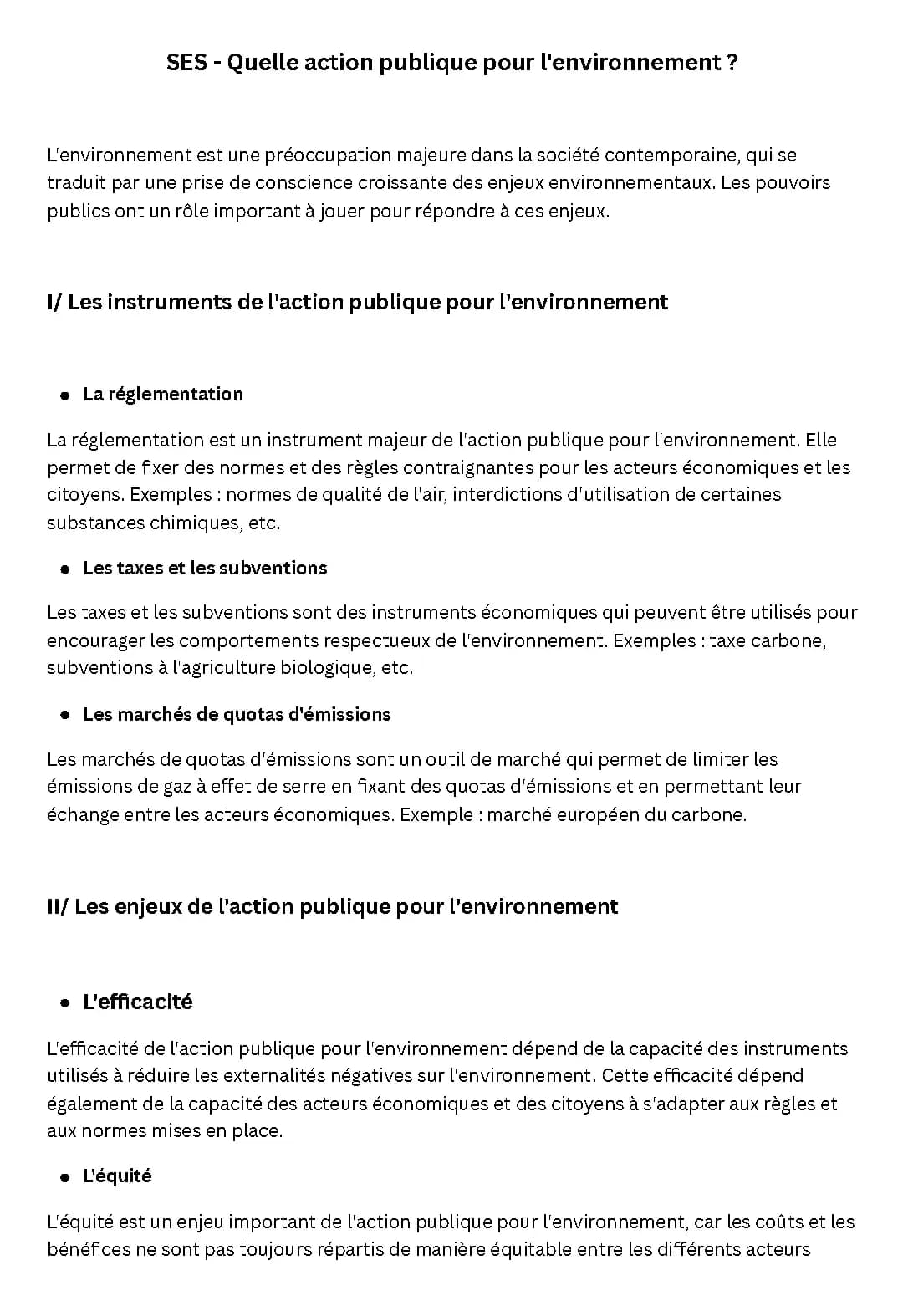 Quelle action publique pour l'environnement - SES