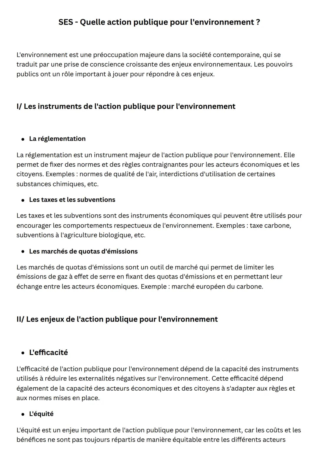 SES - Quelle action publique pour l'environnement ?
L'environnement est une préoccupation majeure dans la société contemporaine, qui se
trad