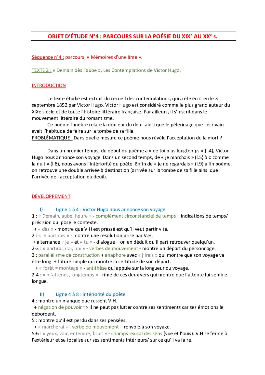 Analyse de 'Demain dès l'aube' : Figures de style et résumé