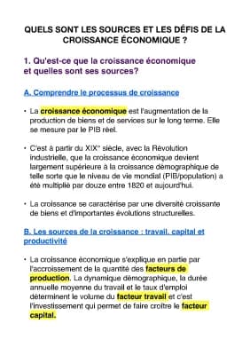 Know QUELS SONT LES SOURCES ET LES DÉFIS DE LA CROISSANCE ÉCONOMIQUE ? thumbnail